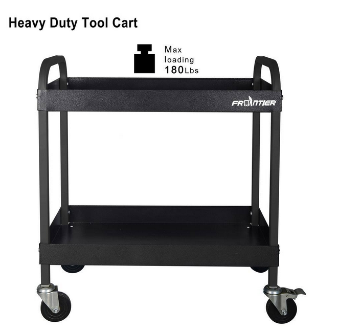 Frontier 30.25 Inch 2 Tray Heavy-Duty  Rolling Utility Tool Cart