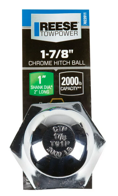 Reese Towpower Interlock 1-7/8 Inch Chrome Hitch Ball