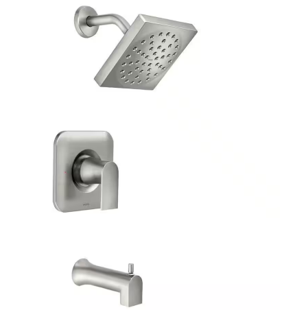 Moen Genta Single Handle 1 Spray Tub and Shower Faucet in Spot Resist Brushed Nickel Valve Included