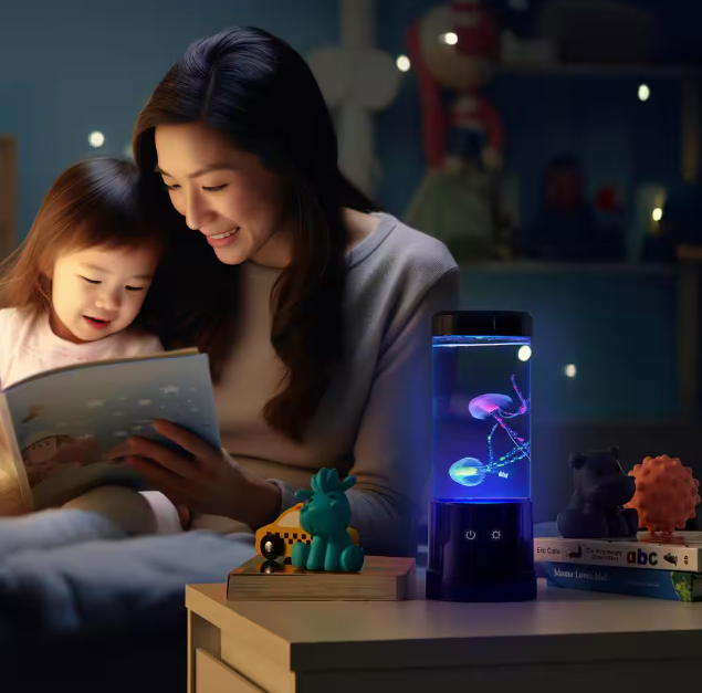 Lifehaus 9 in. Black Indoor Jellyfish Table Lamp with RGB LED Damaged Box