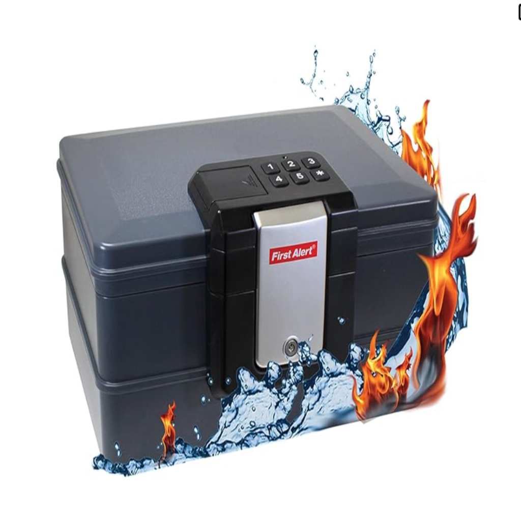 First Alert .39 CU' Waterproof 30 Minute Fire Chest With Digital Lock And Carry Handle