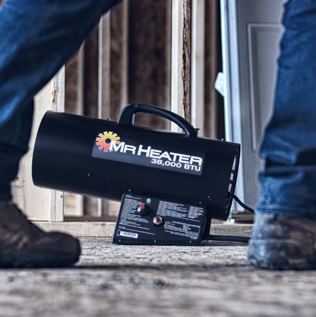 Mr. Heater Forced Air Propane Outdoor Space Heater with Quiet Burner Technology Factory Serviced