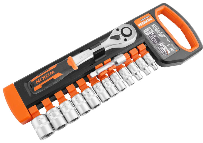 Wokin 14 Pieces 1 / 4 Inch Ratchet Handle With Sockets Set