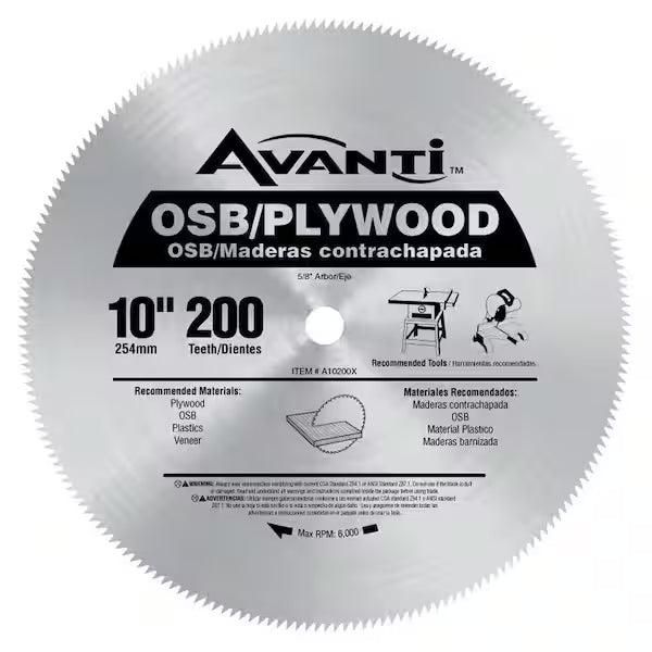 10 in. x 200-Tooth OSB/Plywood Ripping Circular Saw Blade