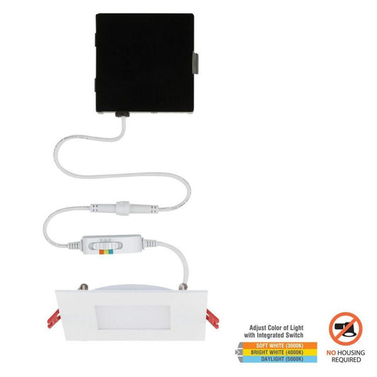 Commercial Electric Ultra Slim 4 Inches Square Color Selectable Integrated LED Kit Damaged Box