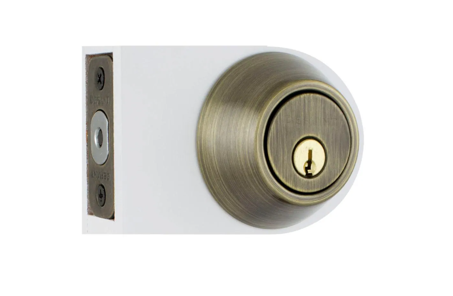 Defiant Single Cylinder Antique Brass Deadbolt