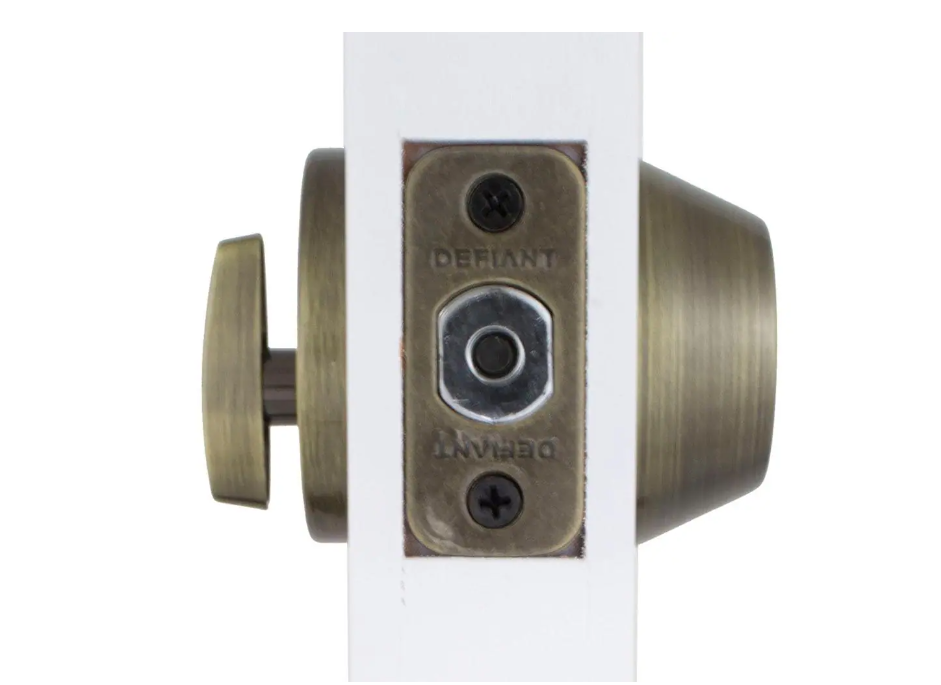 Defiant Single Cylinder Antique Brass Deadbolt