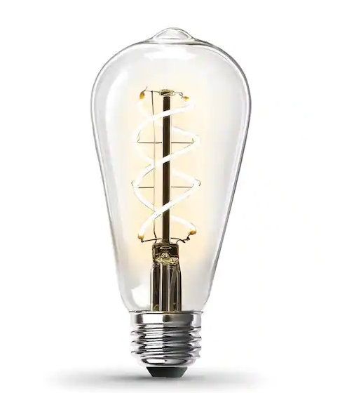 Feit Electric 60-Watt Equivalent ST19 Dimmable Spiral Filament Clear Glass E26 Vintage Edison LED Light Bulb, Warm White Damaged Box