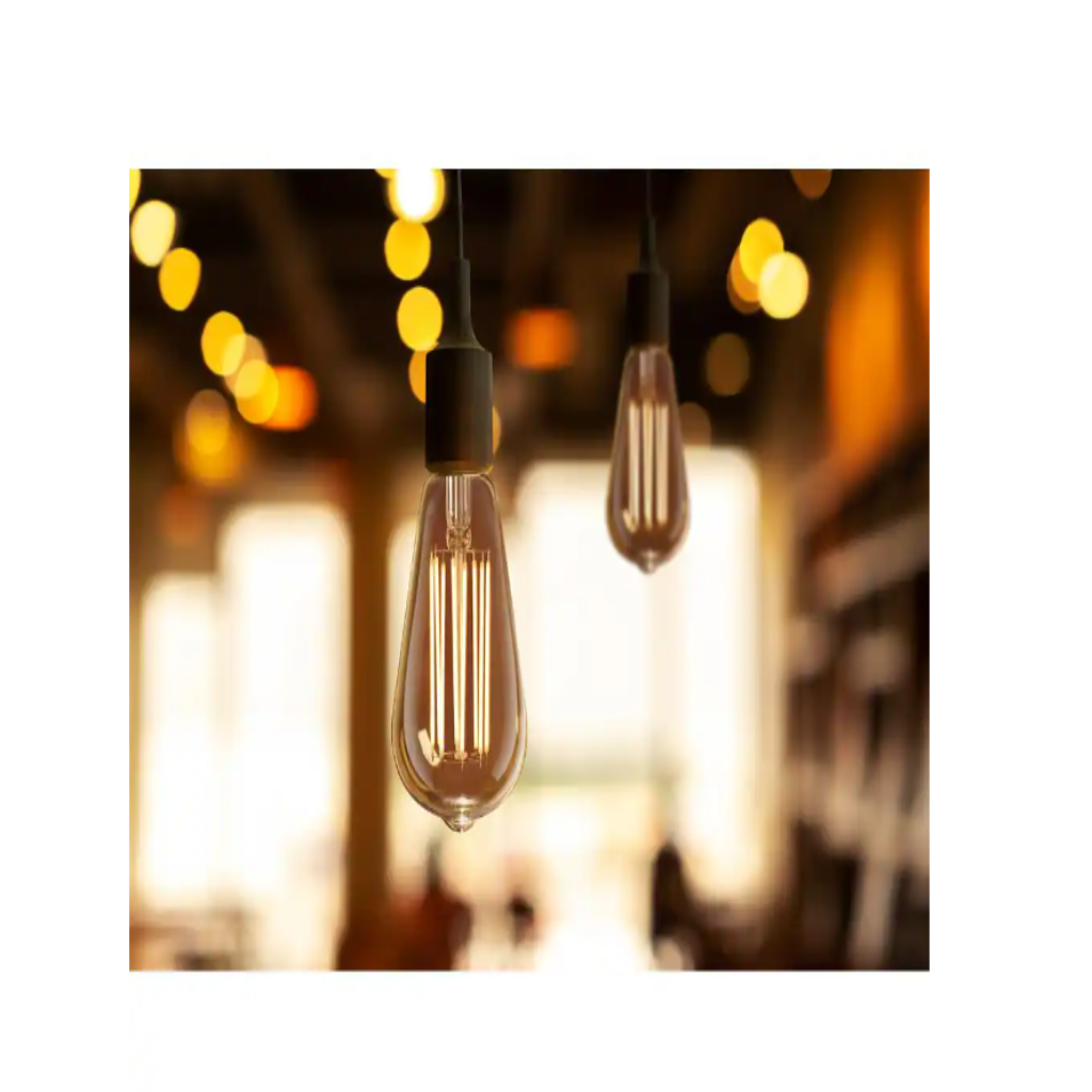 Feit Electric 60-Watt Equivalent ST19 Dimmable Straight Filament Amber Glass E26 Vintage Edison LED Light Bulb, Warm White 2100K Damaged Box