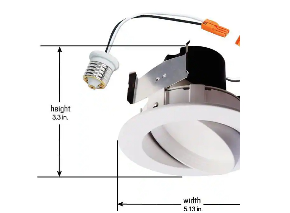 Halo 4 in. 2700K White Integrated LED Recessed Ceiling Light Fixture Adjustable Gimbal Retrofit Trim Warm White Damaged Box