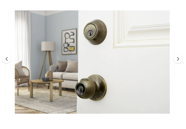 Hyper Tough Keyed Entry Ball Style Doorknob and Deadbolt Combo Antique Brass Finish Damaged Box