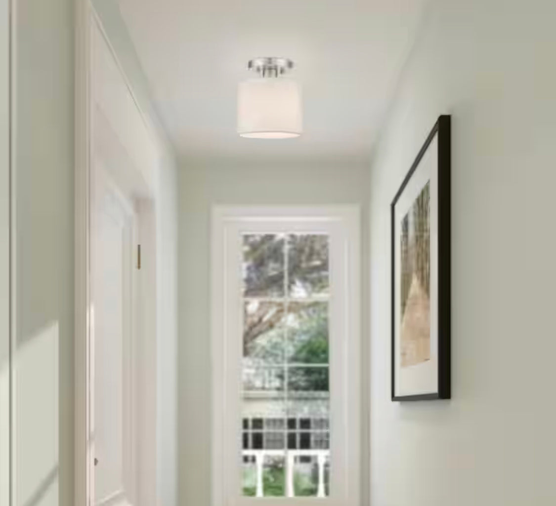 Livex Lighting Meadow 1 Light Brushed Nickel Semi Flush Mount - Damaged Box
