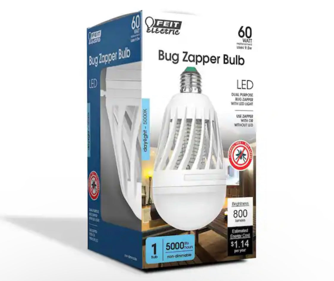 Feit Electric 60-Watt Equivalent A19 3-Way LED Bug Zapper Light Bulb (1-Bulb) - Damaged Box