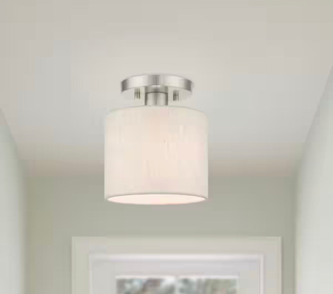 Livex Lighting Meadow 1 Light Brushed Nickel Semi Flush Mount - Damaged Box