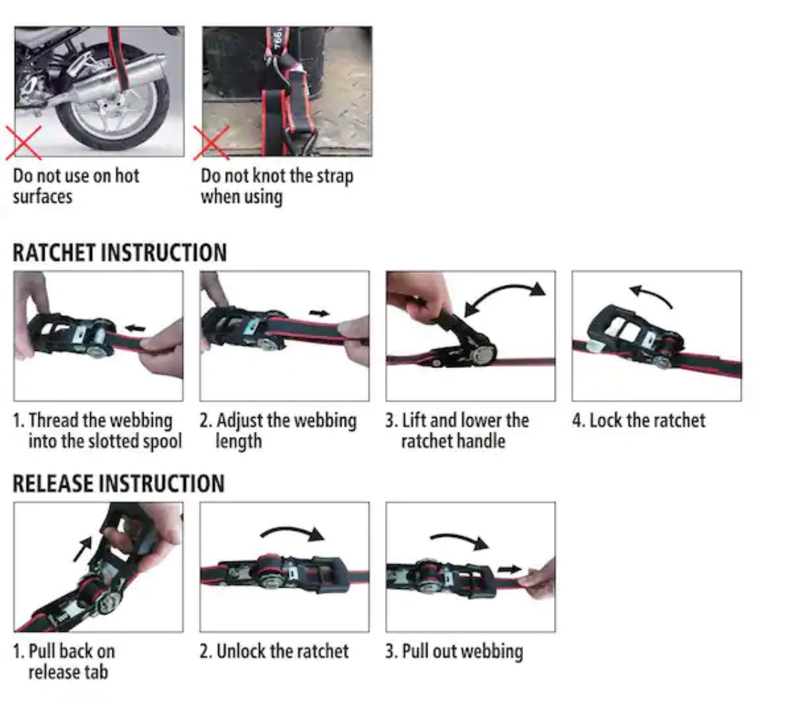 Husky 16 ft. x 1.25 in. Ratchet Tie-Down Straps with S-Hook (2-Pack)