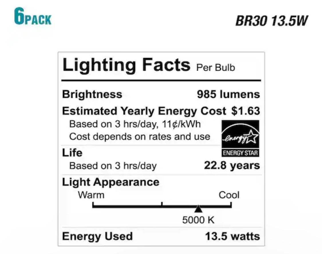 EcoSmart 75-Watt Equivalent BR30 Dimmable LED Light Bulb Daylight (2-Pack) - Damaged Box