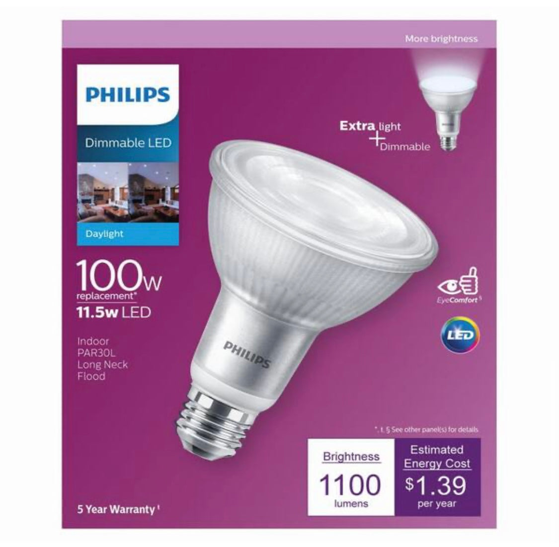Philips 100-Watt Equivalent PAR30L High Output Dimmable Flood LED Light Bulb in Daylight (5000K) (1-Bulb)