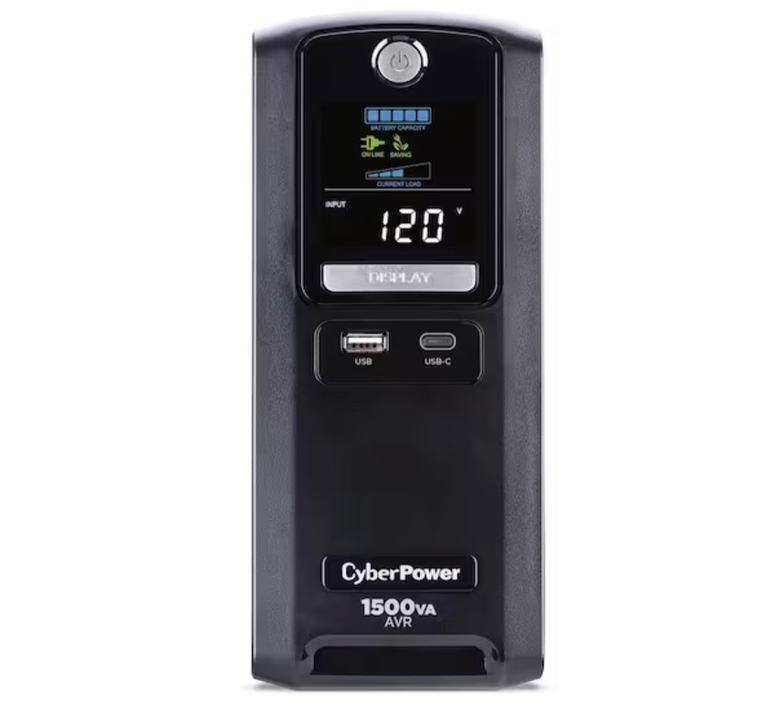 CyberPower 1500VA 12-Outlet UPS RJ45 COAX USB Charging