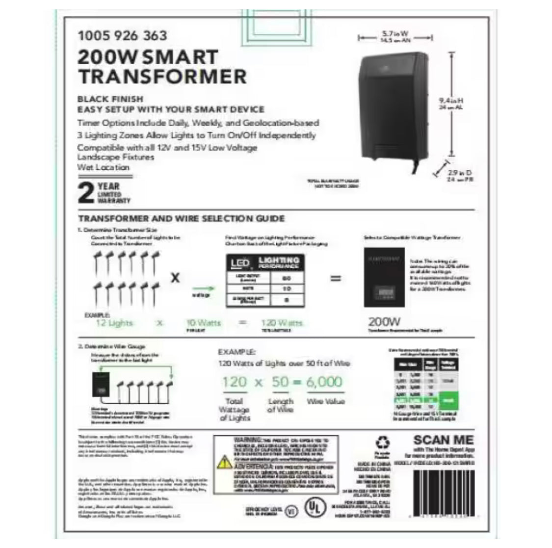 Best Seller Hampton Bay Smart 200 Watt Landscape Lighting Transformer with Dusk to Dawn Sensor Powered by Hubspace