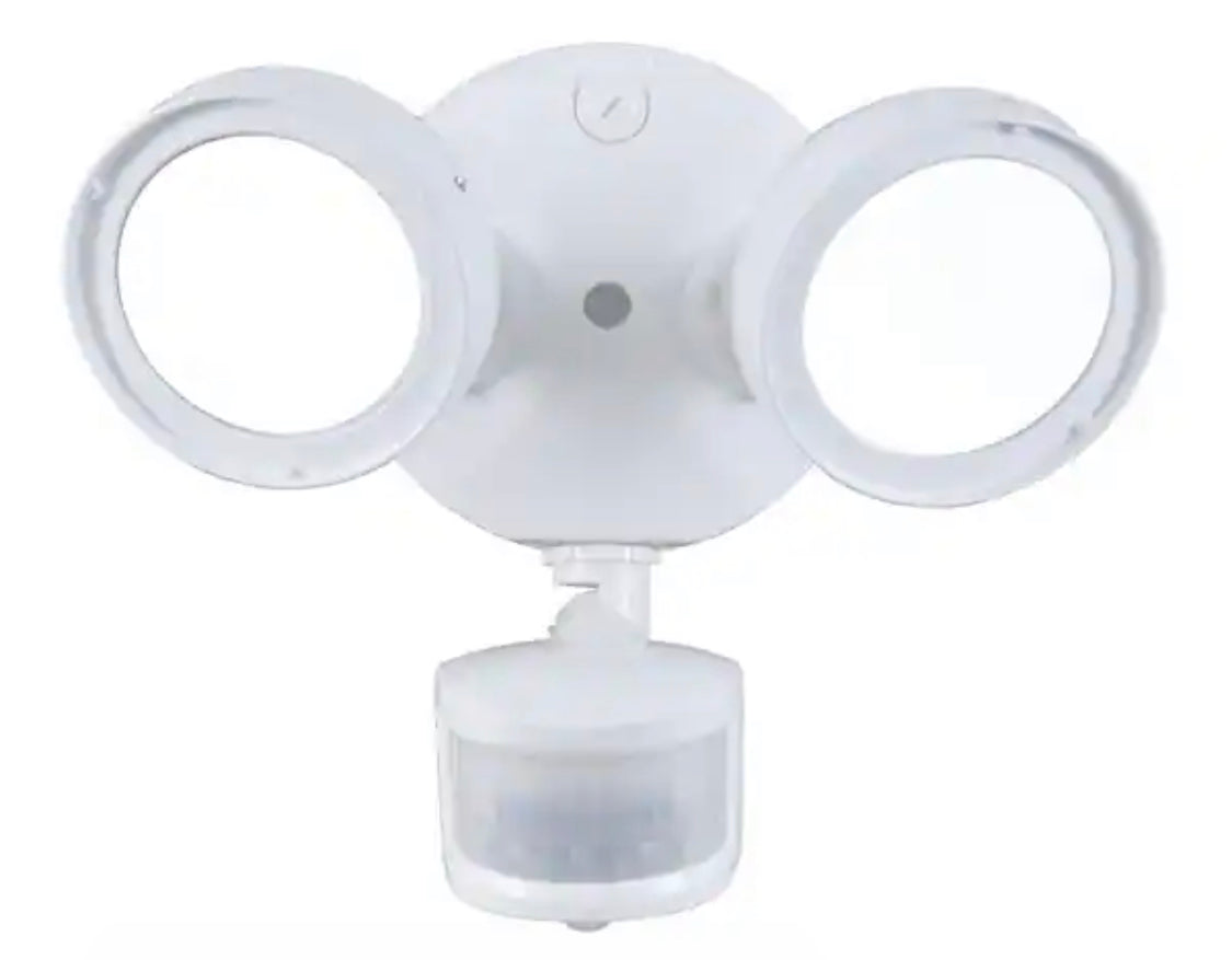Defiant 180° White Motion Activated Sensor Twin-Head Round Outdoor Integrated LED Security Flood Light - Damaged Box