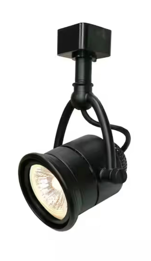 Hampton Bay 1-Light Halogen Retro Black Linear Track Lighting Head