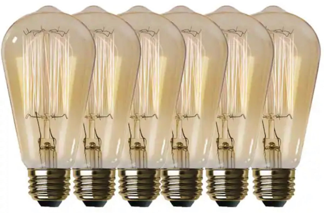 Feit Electric 60-Watt ST19 Dimmable Cage Filament Amber Glass E26 Incandescent Vintage Edison Light Bulb, Warm White (6-Pack) - Damaged Box
