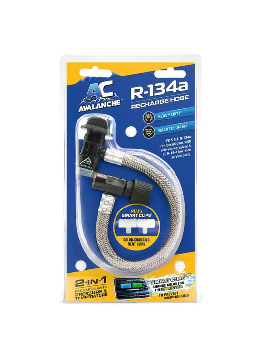 A/C Avalanche Reusable R-134a Recharge Hose with Smart Clips New