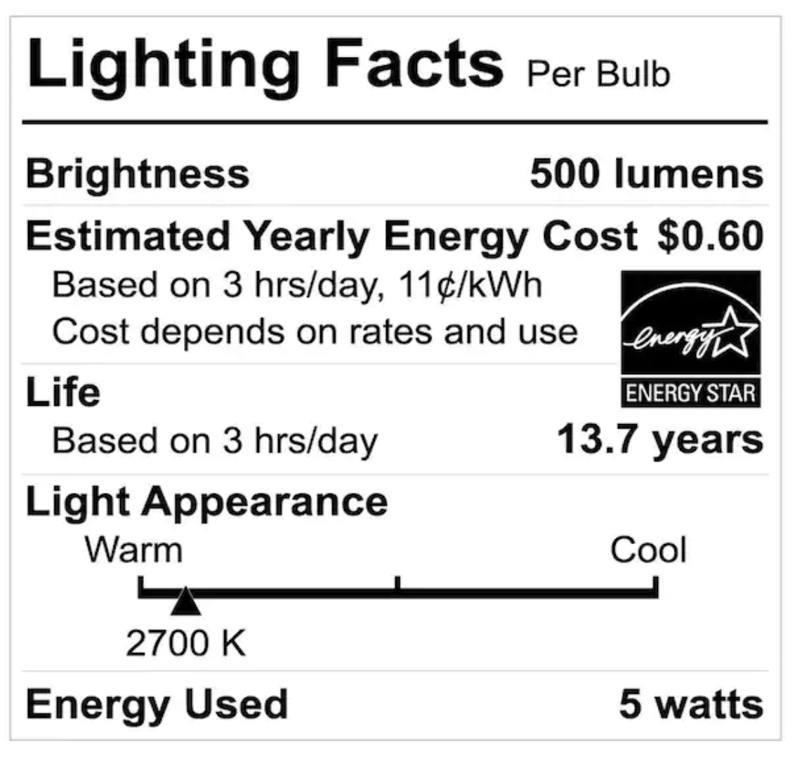 EcoSmart 60-Watt Equivalent B11 Dimmable E12 Candelabra ENERGY STAR Clear Glass LED Vintage Edison Light Bulb Soft White (3-Pack) - Damaged Box