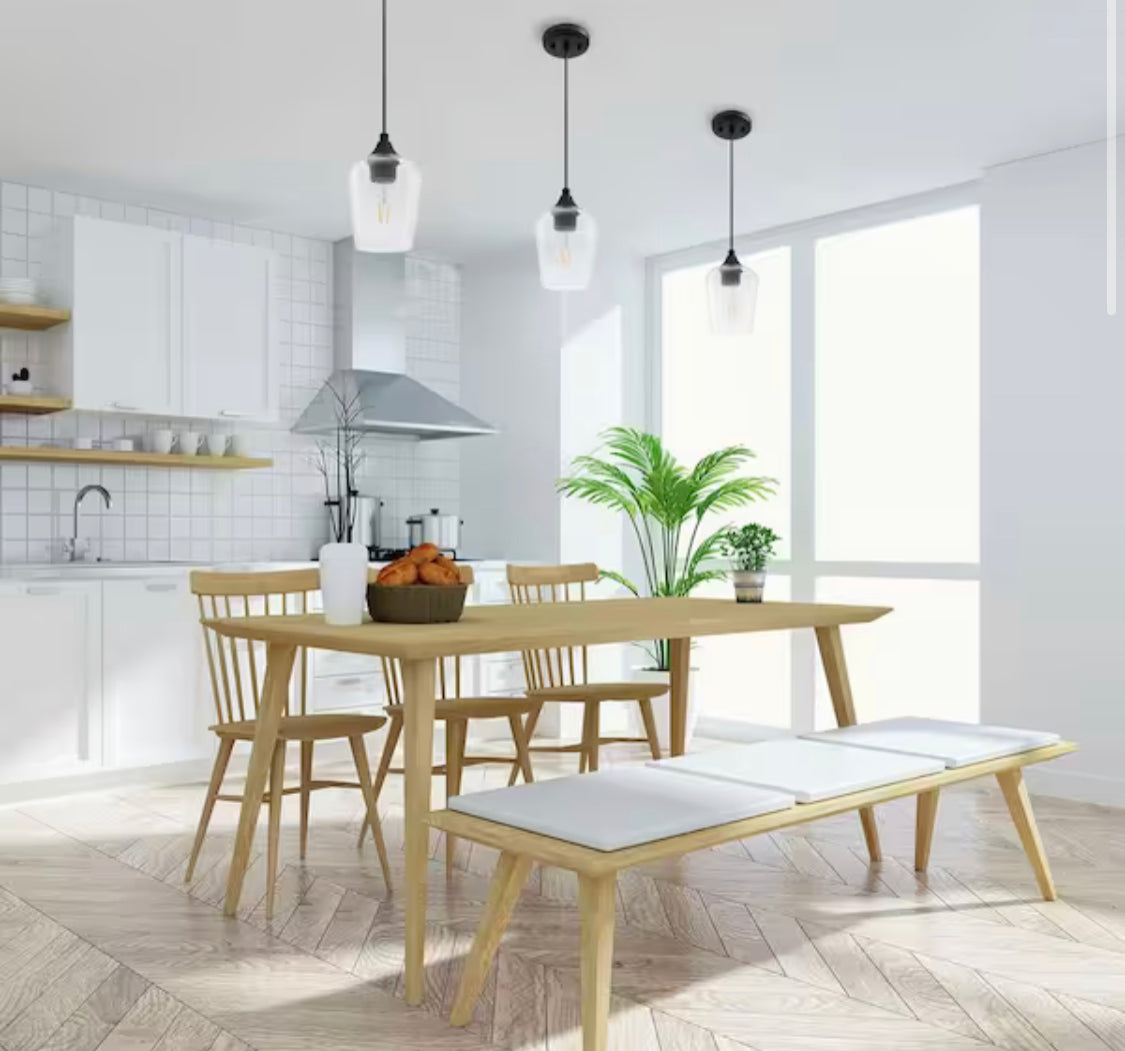 Top Rated Merra 5 in. W x 6 in. H 1-Light Matt Black Pendant with Clear Glass Shade - Damaged Box