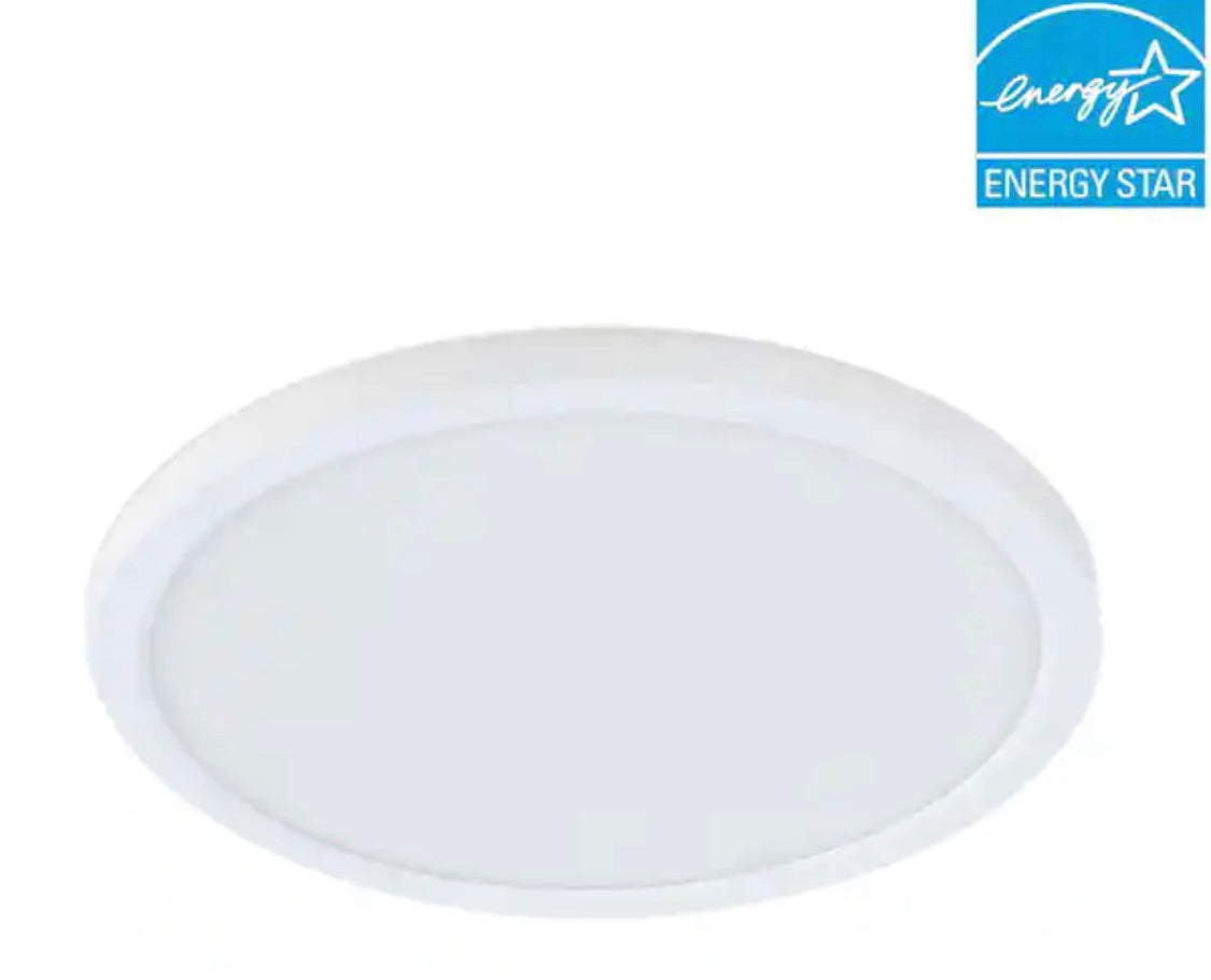 Feit Electric 7.5 in. 10.5-Watt Title 24 Dimmable White Integrated LED Round Flat Panel Ceiling Flush Mount with Color Change CCT - Damaged Box