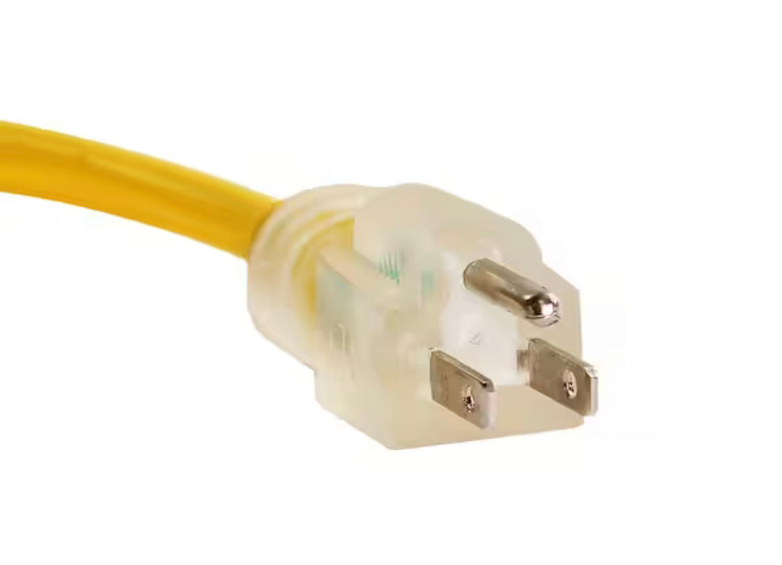 25 ft. 12/3 Wire Gauge 3-Outlet Tri-Source SJT Indoor Outdoor Vinyl Lighted Electric Extension Cord