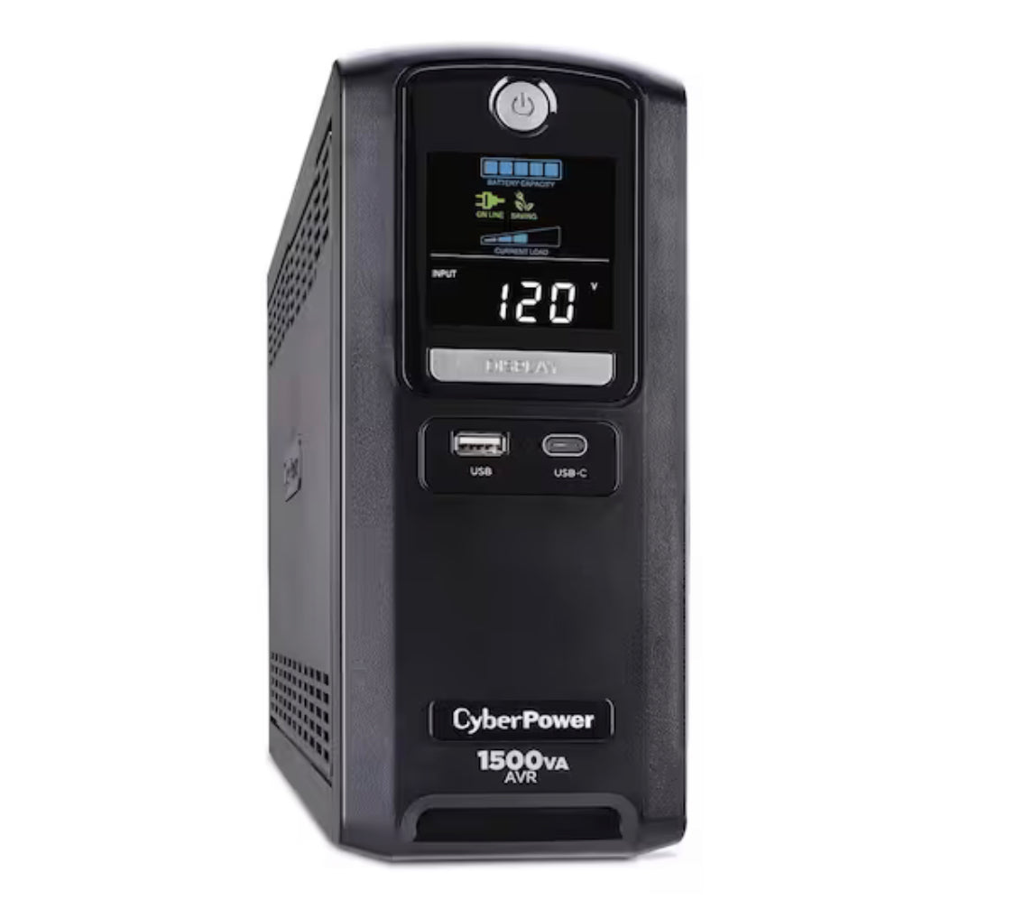 CyberPower 1500VA 12-Outlet UPS RJ45 COAX USB Charging