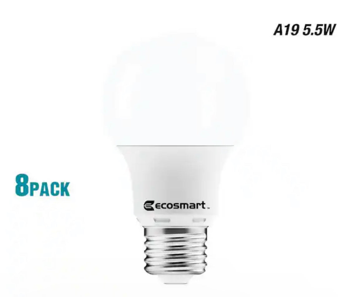 40-Watt Equivalent A19 Non-Dimmable LED Light Bulb Daylight (8-Pack) - Damaged Box