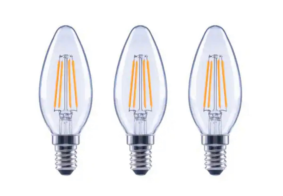 EcoSmart 60-Watt Equivalent B11 Dimmable E12 Candelabra ENERGY STAR Clear Glass LED Vintage Edison Light Bulb Soft White (3-Pack) - Damaged Box