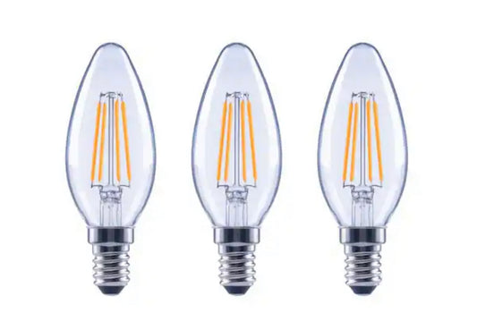 EcoSmart 60-Watt Equivalent B11 Dimmable E12 Candelabra ENERGY STAR Clear Glass LED Vintage Edison Light Bulb Soft White (3-Pack) - Damaged Box