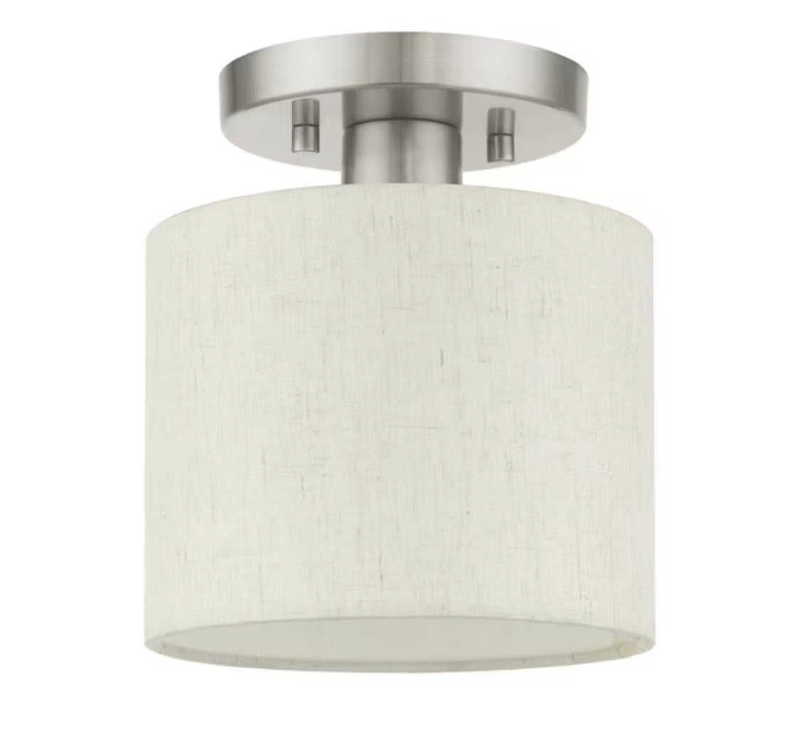 Livex Lighting Meadow 1 Light Brushed Nickel Semi Flush Mount - Damaged Box