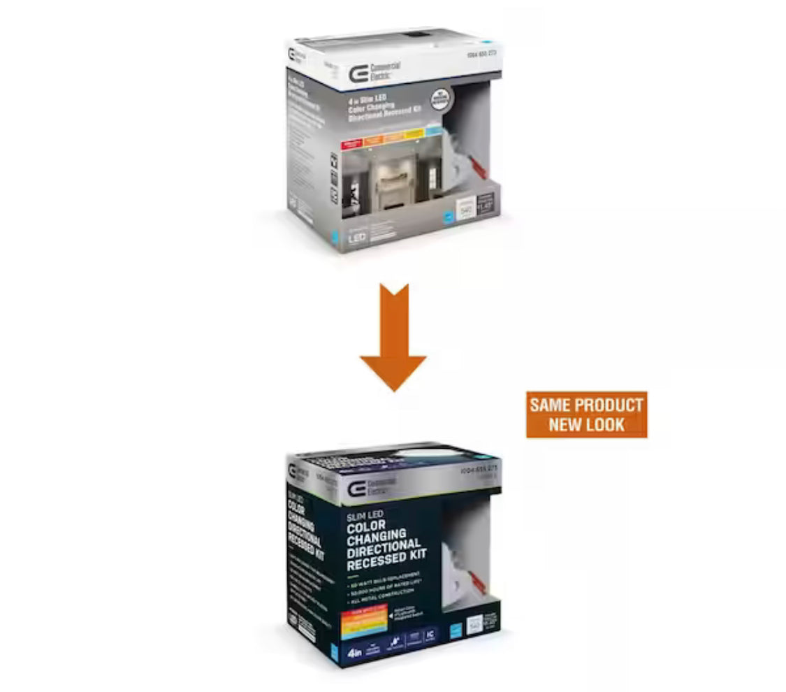 Commercial Electric Slim Directional 4 in. Adjustable CCT Canless New Construction & Remodel IC Rated Indoor Dimmable LED Recessed Light Kit - Damaged Box