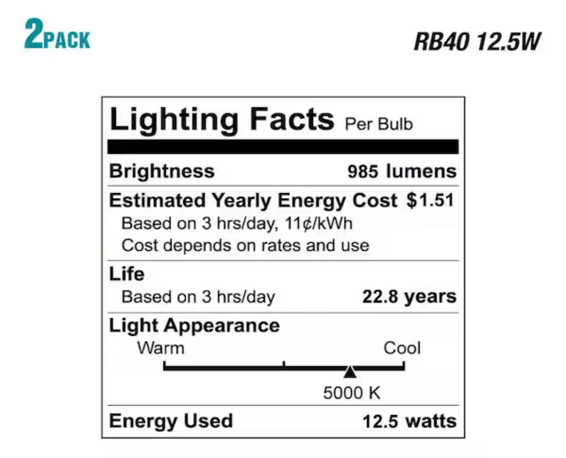 EcoSmart 75-Watt Equivalent BR40 Dimmable Energy Star LED Light Bulb Daylight (2-Pack) - Damaged Box