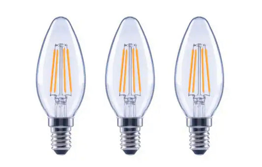 EcoSmart 40-Watt Equivalent B11 Dimmable Candelabra ENERGY STAR Clear Glass LED Vintage Edison Light Bulb Bright White (3-Pack) - Damaged Box