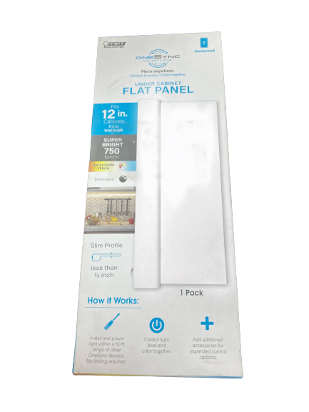 Feit Electric 9.5 in. Fits 12 in Under Cabinet Flat Panel LED Light White Linkable Onesync Color Changing CCT Plugin Integrated - Damaged Box