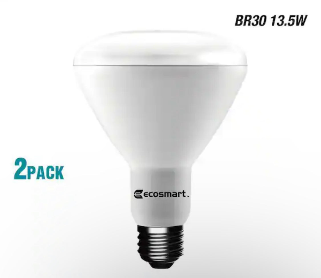 EcoSmart 75-Watt Equivalent BR30 Dimmable LED Light Bulb Daylight (2-Pack) - Damaged Box