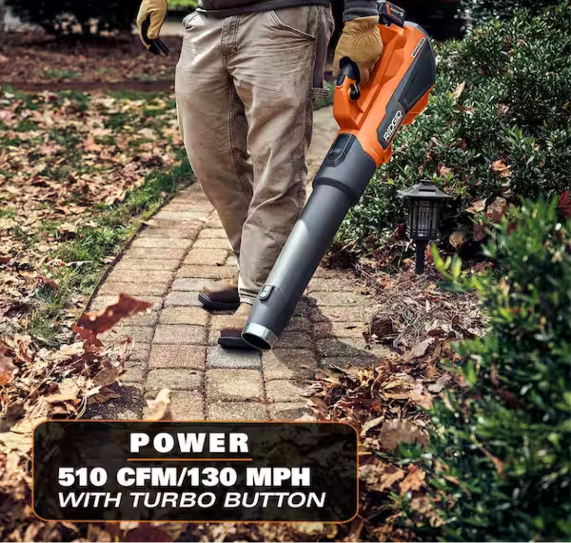 RIDGID 18V Brushless 130 MPH 510 CFM Cordless Battery Leaf Blower (Tool Only) - Damaged Box