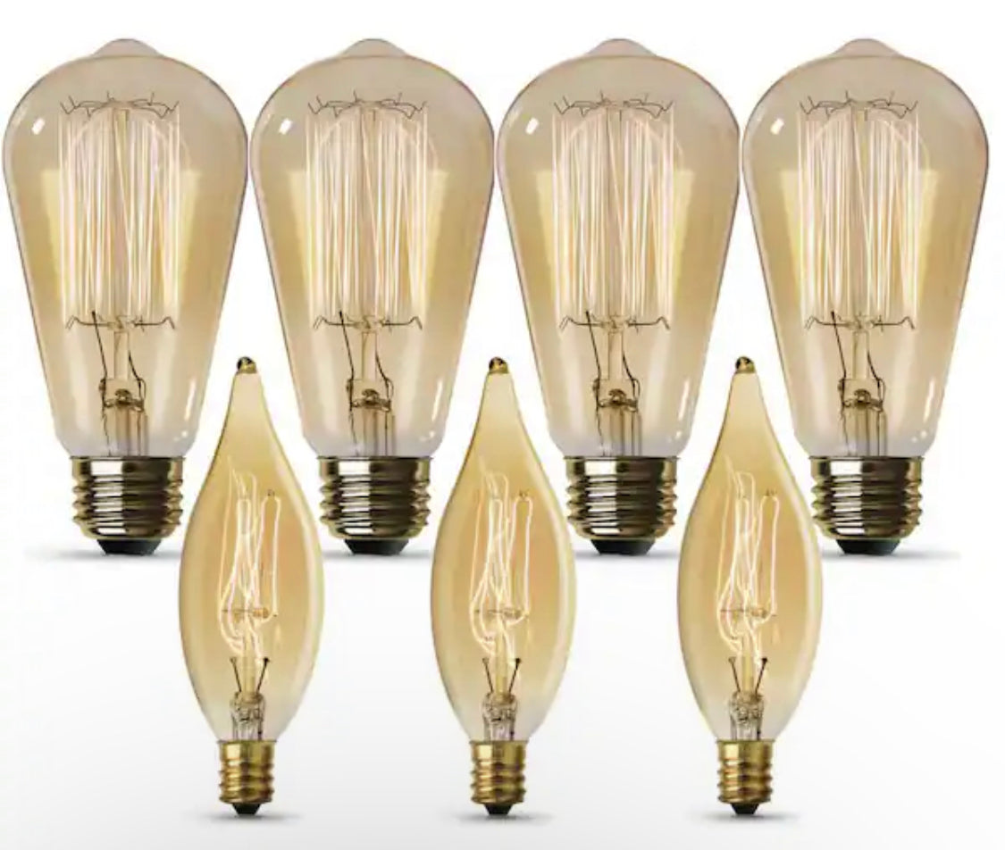 Feit Electric 60-Watt ST19 Dimmable Cage Filament Amber Glass E26 Incandescent Vintage Edison Light Bulb, Warm White (6-Pack) - Damaged Box