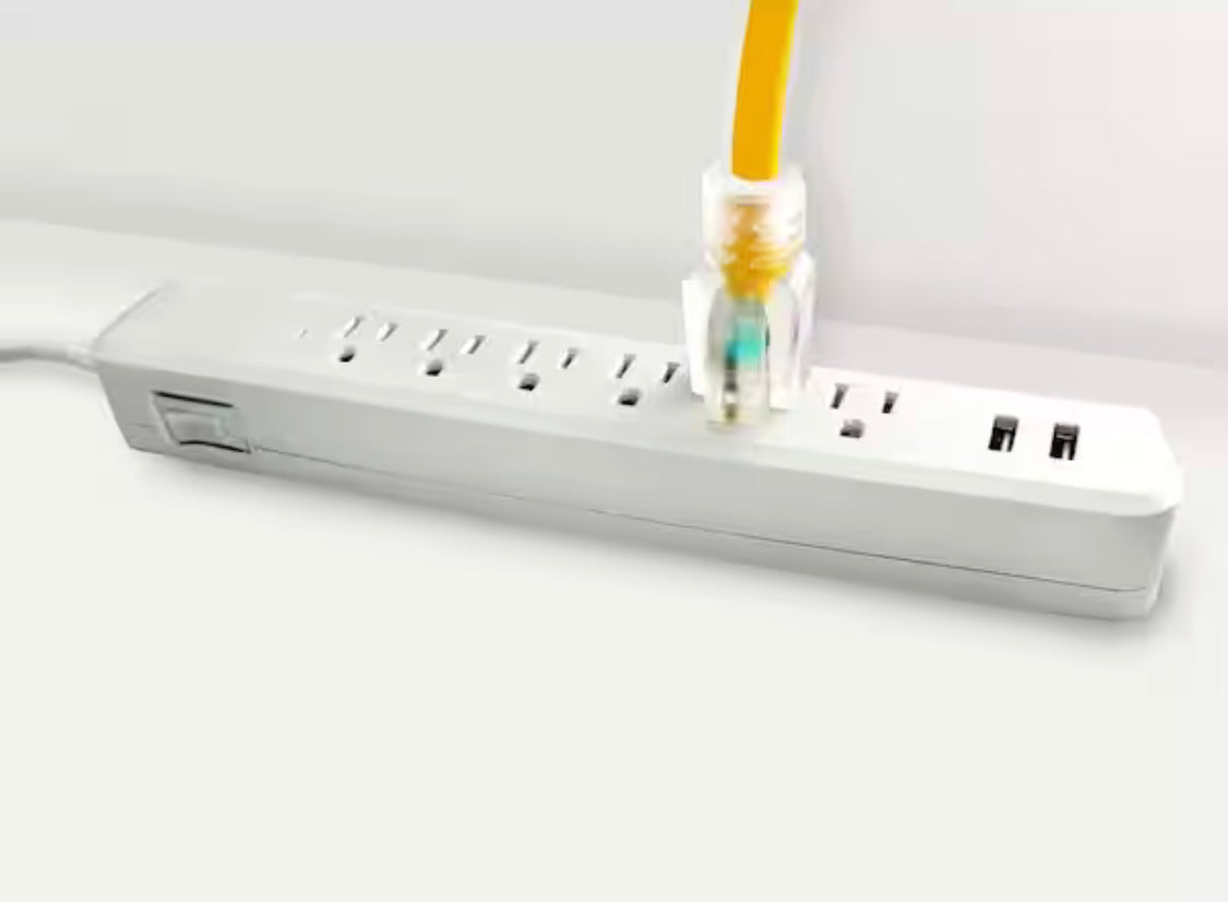 25 ft. 12/3 Wire Gauge 3-Outlet Tri-Source SJT Indoor Outdoor Vinyl Lighted Electric Extension Cord