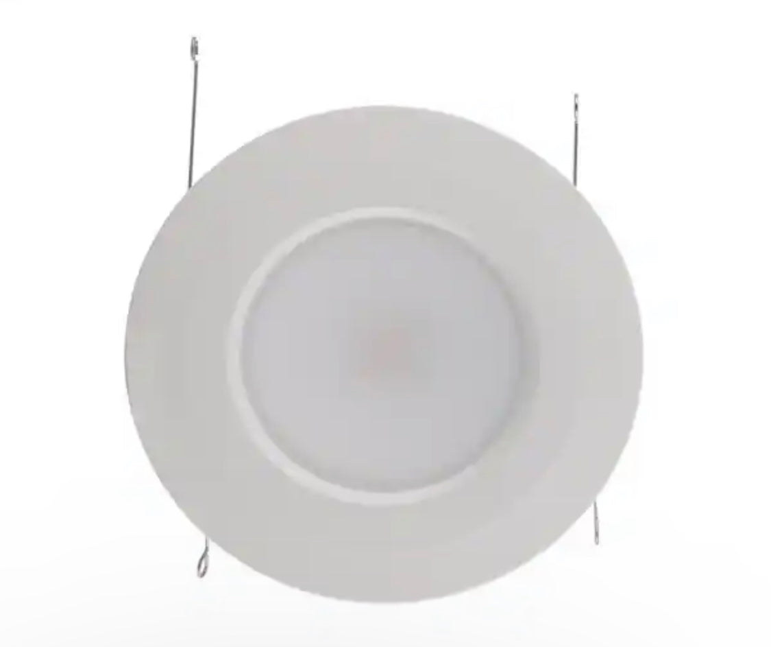 Commercial Electric 6 in. New Construction/Remodel Matte White Dimmable LED Recessed Trim with Adjustable Color Changing Technology (2-Pack) - Damaged Box