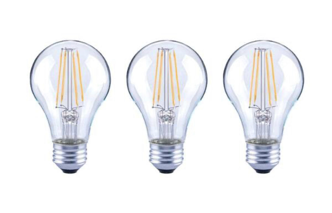 EcoSmart 40-Watt Equivalent A19 General Purpose Dimmable Clear Glass Filament Vintage Style LED Light Bulb Soft White (3-Pack) - Damaged Box