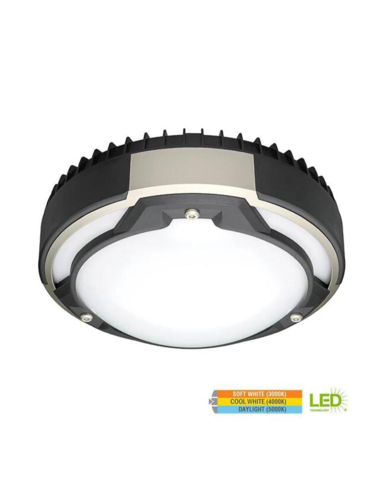 Commercial Electric Spin Light 9 in. Heavy Duty Brushed Nickel Selectable LED Flush Mount Ceiling Light 1100 Lumens 3000K 4000K 5000K Damaged Box