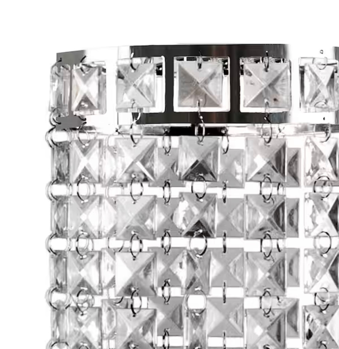 Tadpoles 7 in. x 10 in. 1-Light Faux-Crystal & Chrome Pendant Cylinder Lamp Shade - Damaged Box