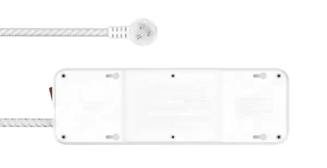 Commercial Electric 12 ft. Braided Cord 8-Outlet Surge Protector with USB, White