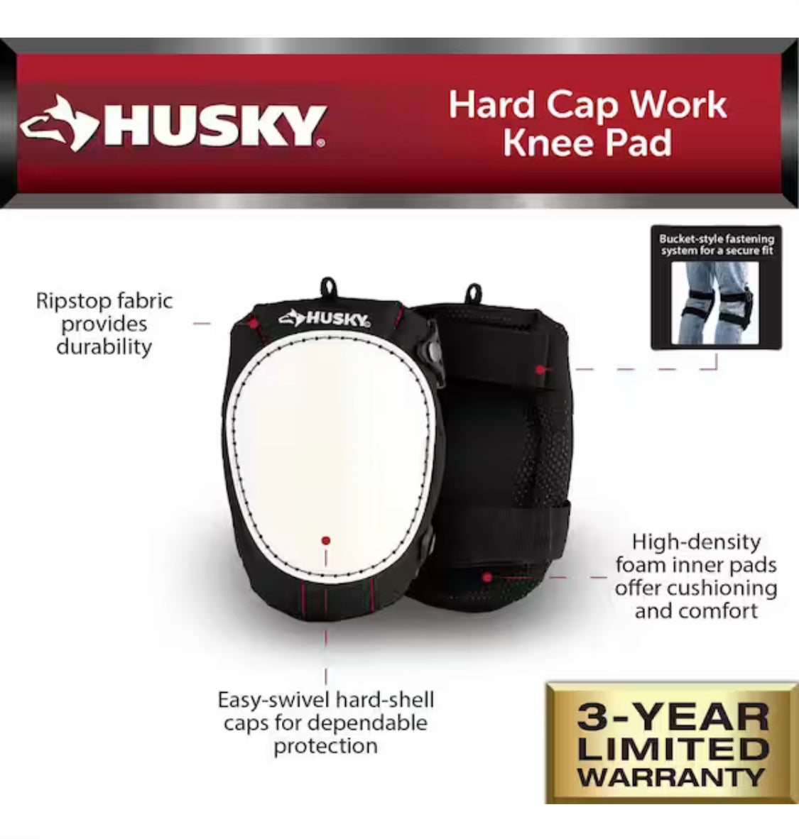 Husky Hard Cap Foam Swivel Knee Pad